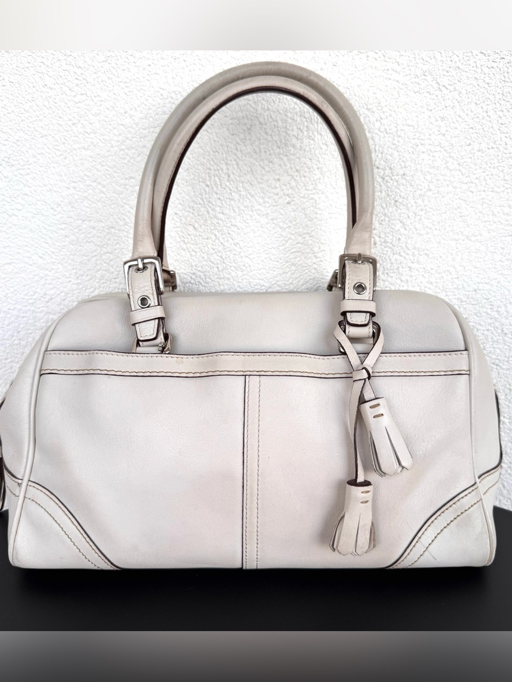 Vintage Y2K Coach Hamptons White Leather Doctor Satchel 8A69